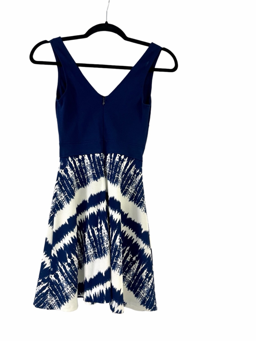 Aqua Blue & White Tie-Dye Patterned Short A-Line Skater Dress Sz XS